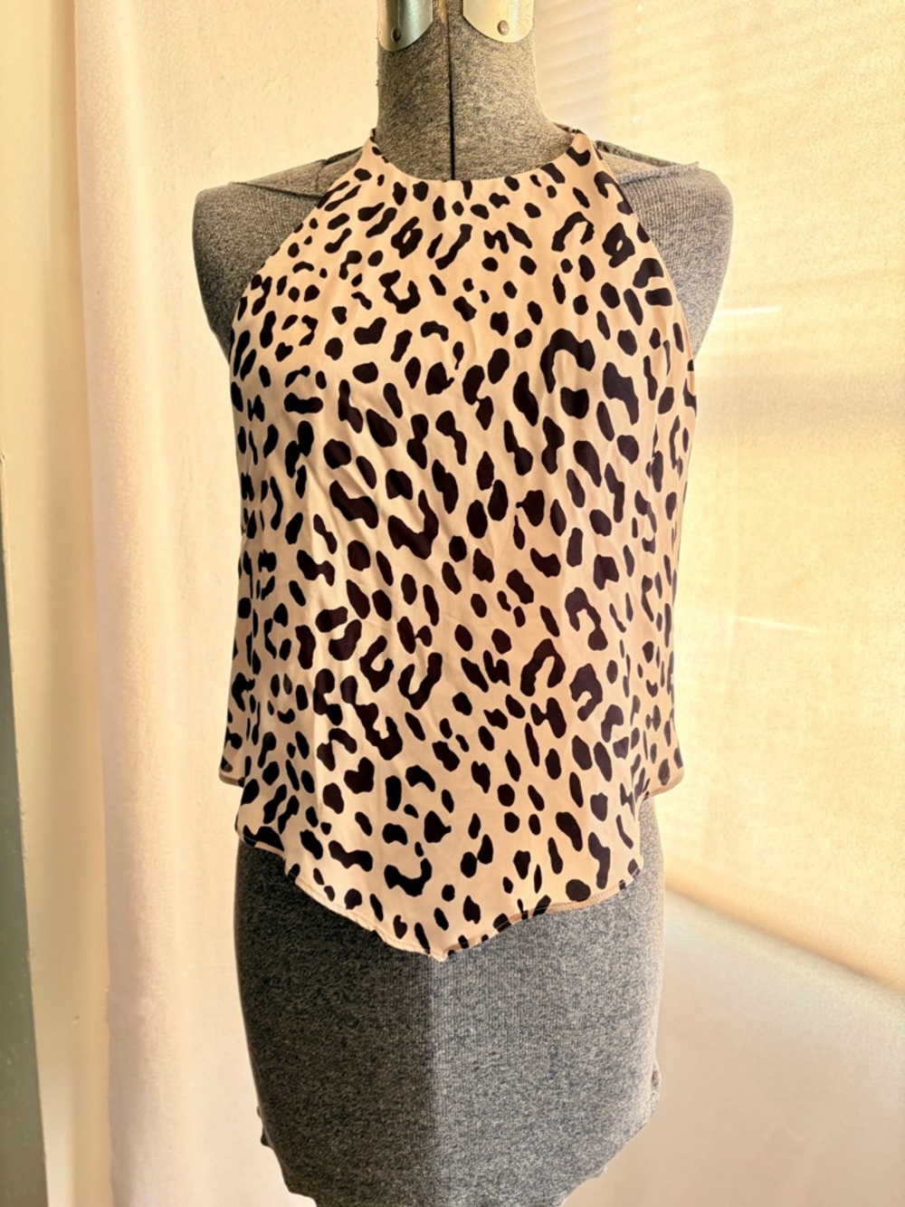 Alice + Olivia Frenchie handkerchief leopard halter top